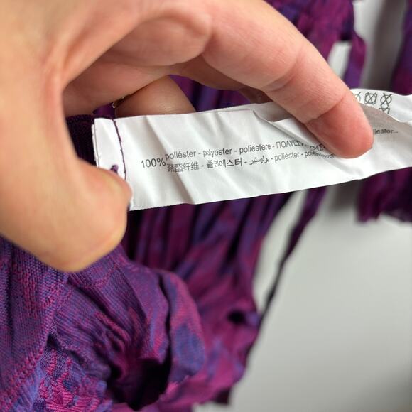 BLOGGER FAVE Jacquard Maxi Dress – ZARA Purple Wrinkle Effect Tie Waist – M - Picture 8 of 11